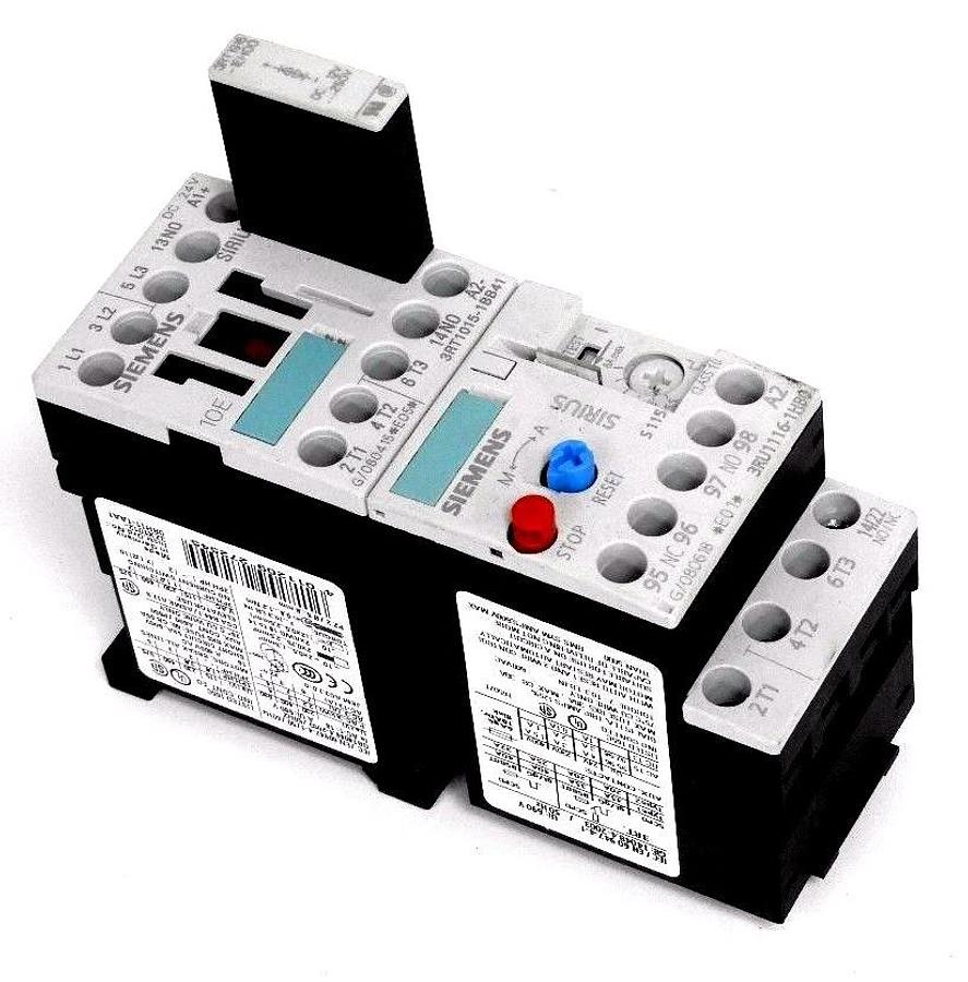 Used SIEMENS 3RT1015-1BB41 CONTACTOR W/ 3RT1916-1EH00 RELAY & 3RU1116-1HB0 CONTACTOR