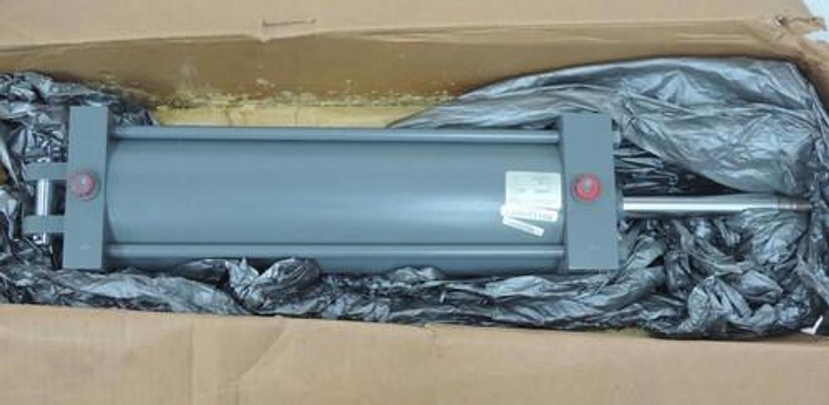 Used NIB MILLER PNEUMATIC A84B2B AIR CYLINDER 5" BORE 14.06" STROKE 250PSI 1" ROD DIA