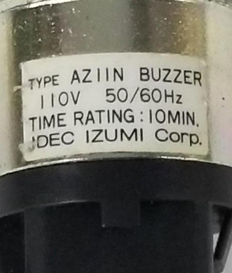 Used IDEC IZUMI CORP. AZIIN BUZZER MODULE 110V 50/60HZ, 10 MIN. RATING