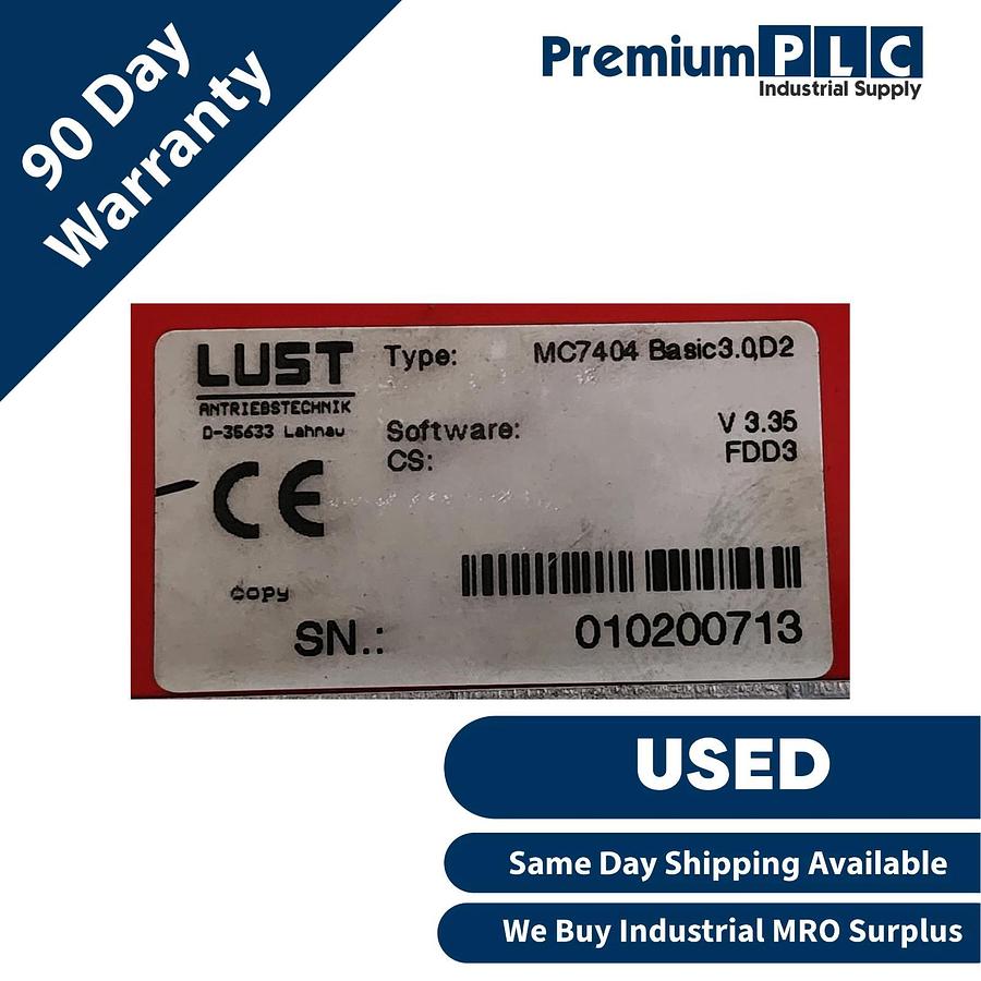 Used USED LUST MC7404 BASIC 3.0, D2 MasterControl MC7000 SERVO CONTROLLER DRIVE