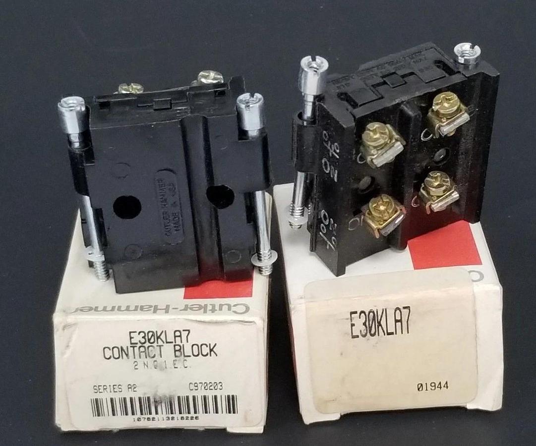 LOT OF 2 NIB EATON CUTLER-HAMMER E30KLA7 CONTACT BLOCKS SER. A2