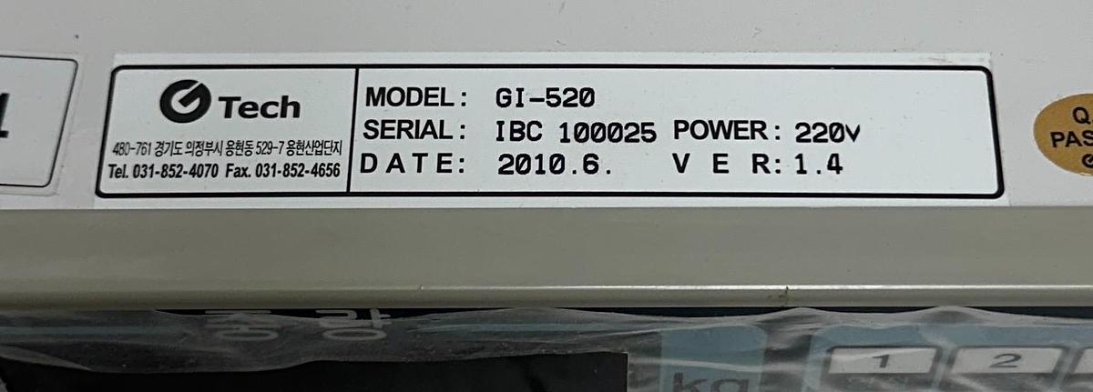 Used G TECH GI-520 / GI520 WEIGHING INDICATOR CONTROLLER 220V VER. 1.4 OEM NSNP