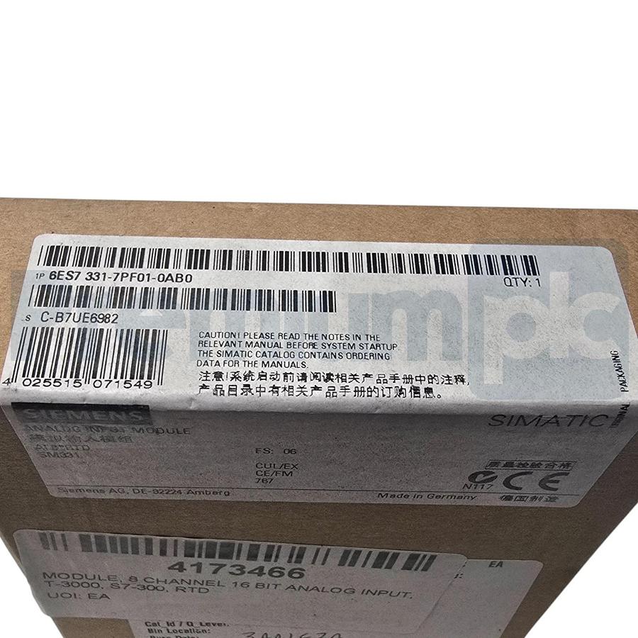 Used Siemens 6ES7331-7PF01-0AB0 SIMATIC S7-300 Analog Input SM331 8AI RTD 16-Bit NSFS