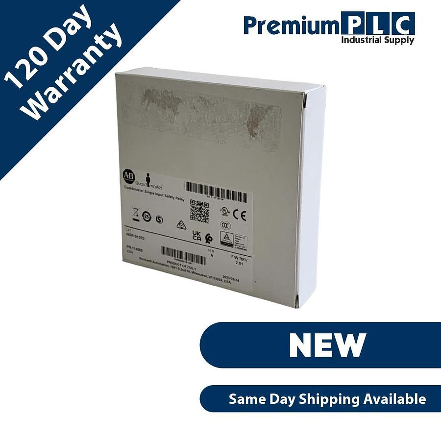 Used NEW ALLEN BRADLEY 440R-S13R2 /A GUARDMASTER SINGLE INPUT SAFETY RELAY F/W 2.01