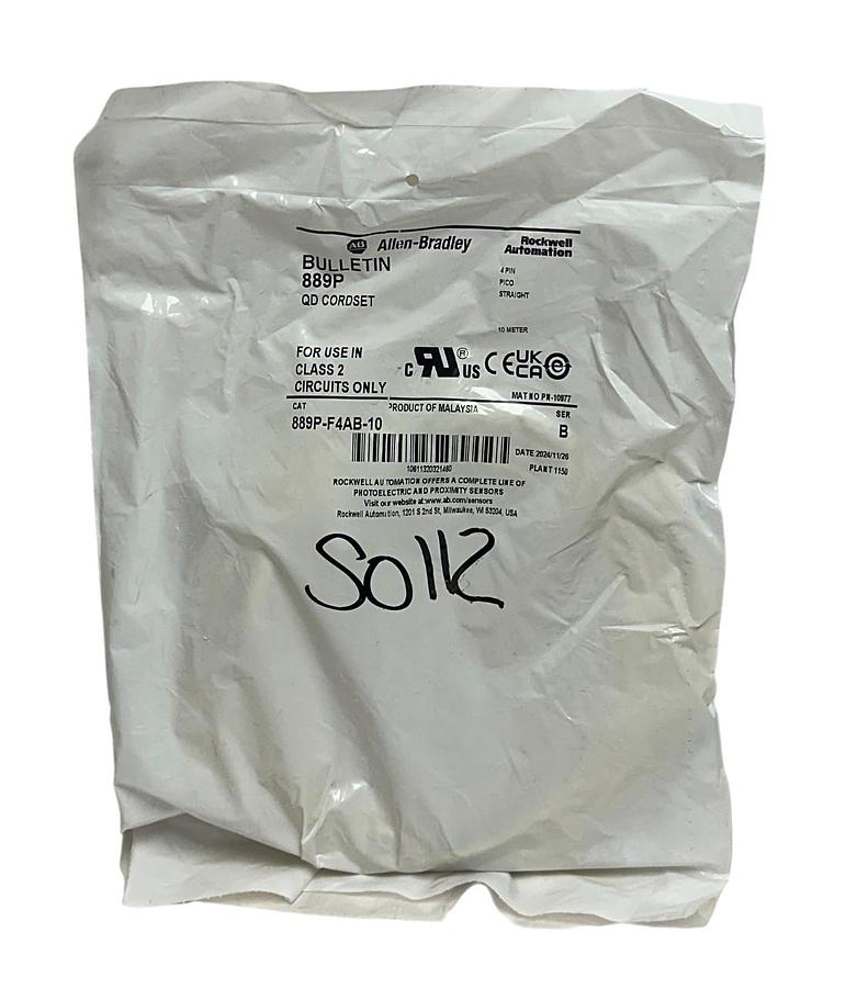 Used ALLEN BRADLEY 889P-F4AB-10 /B BULLETIN 889P PICO QD CORDSET 4-PIN STRAIGHT NSFS