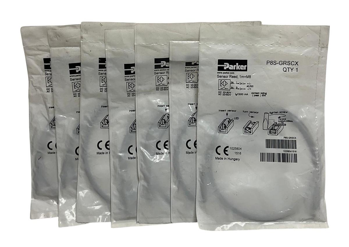 7 PARKER P8S-GRSCX / P8SGRSCX GLOBAL DROP-IN REED SENSORS 1M LEAD 8mm CONN NSFS