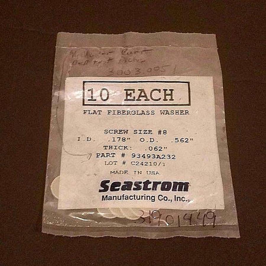 LOT OF 40 NEW SEASTROM 9493A232 FLAT FIBERGLASS WASHERS SCREW SIZE #8