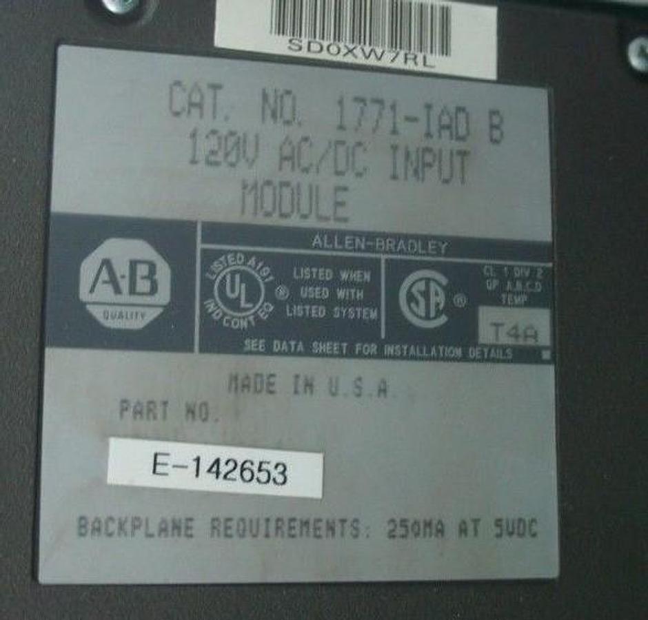 Used REPAIRED ALLEN BRADLEY 1771-A4B 16 SLOT I/O CHASSIS W/ 1771-IAD MODULE 1771A4B