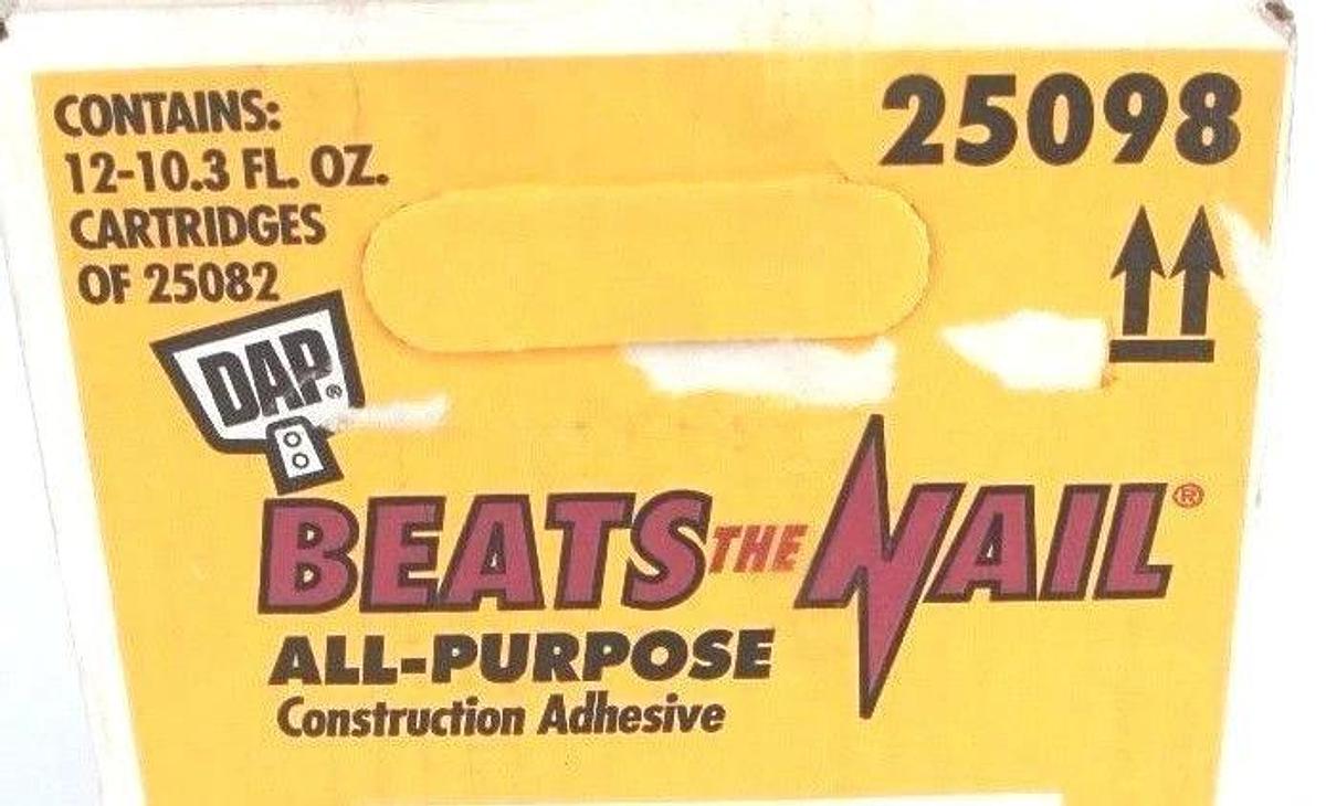 Used BOX OF 8 NEW DAP BEATS THE NAIL CONSTRUCTION ADHESIVE 25082 10.3 FL OZ 25098