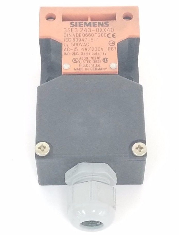 Used SIEMENS 3SE3-243-0XX40 LIMIT SWITCH 3SE32430XX40, 4A/230V