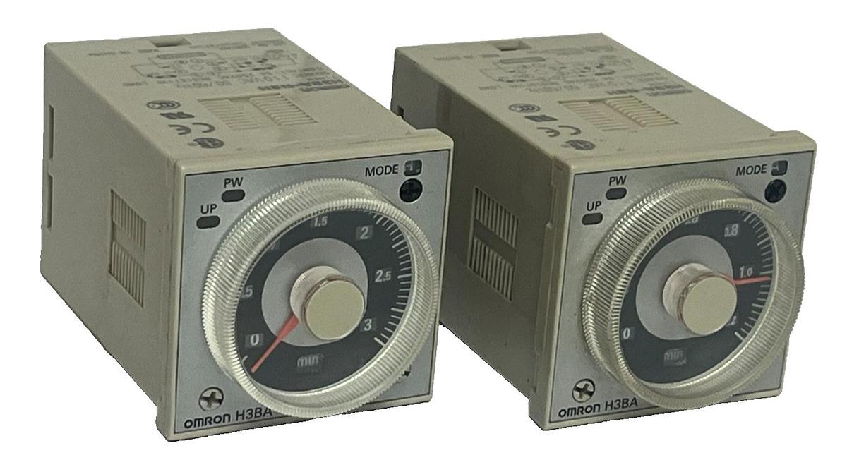 Used LOT OF 2 OMRON H3BA-N8H Multifunction Timer Relay 8-Pin 12-48VDC / 24-48VAC