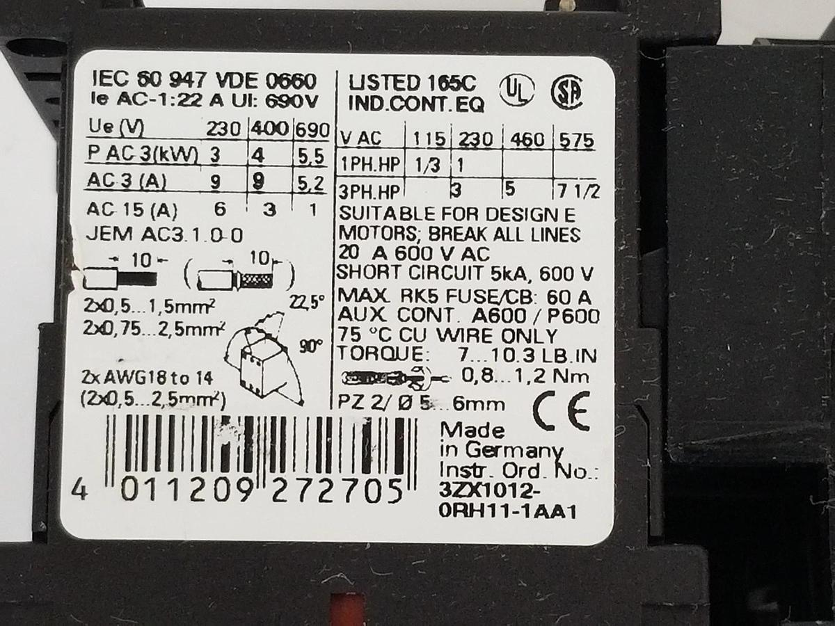 Used SIEMENS 3ZX1012-0RV01-1AA1, 3ZX1012-0RH11-1AA1, 3ZT-1916-1DG00, 3RV1915-1A