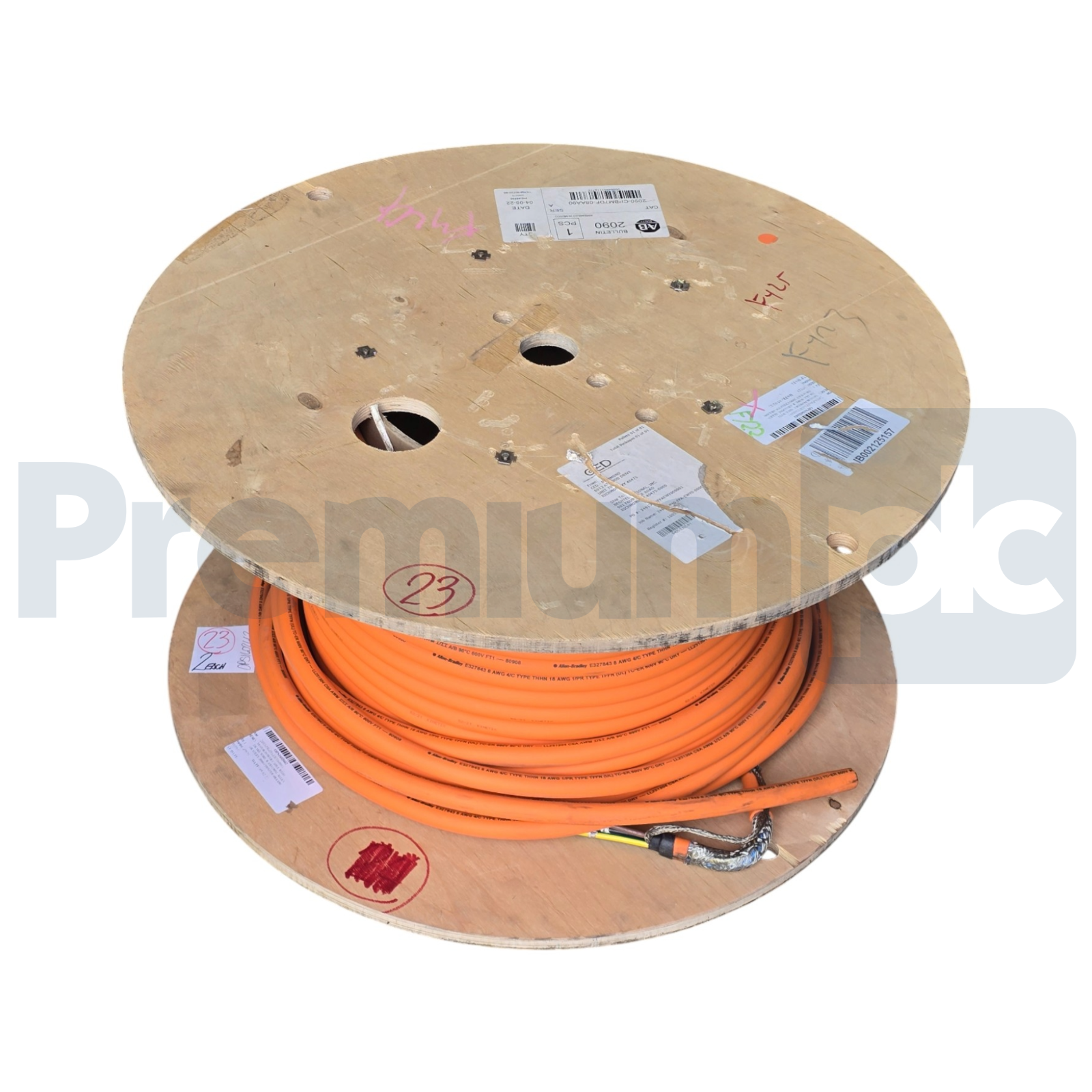 Used Allen Bradley 2090-CPBM7DF-08AA90 /A MP Motor Power w/Brake Wires Cable (read)