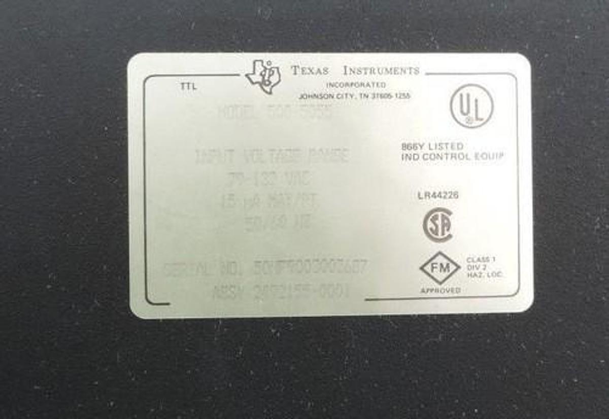 Used TEXAS INSTRUMENTS 500-5055 INPUT MODULE 32POINT DIGITAL 110VAC 50/60HZ, 5005055