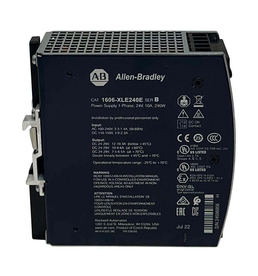 ALLEN BRADLEY 1606-XLE240E /B BULLETIN 1606 POWER SUPPLY 24-28VDC OUTPUT NSMP