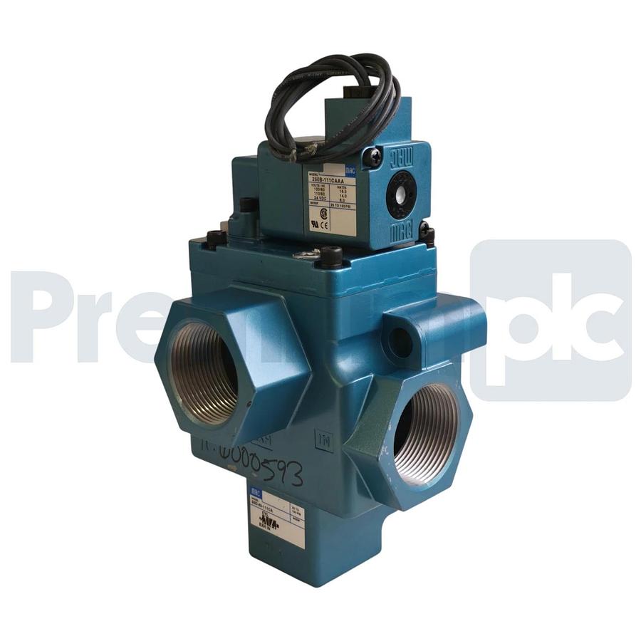MAC Valve 58D-63-111CA 3/2-Way N/O Solenoid Valve 1-1/2" w/250B-111CAAA 110/120V