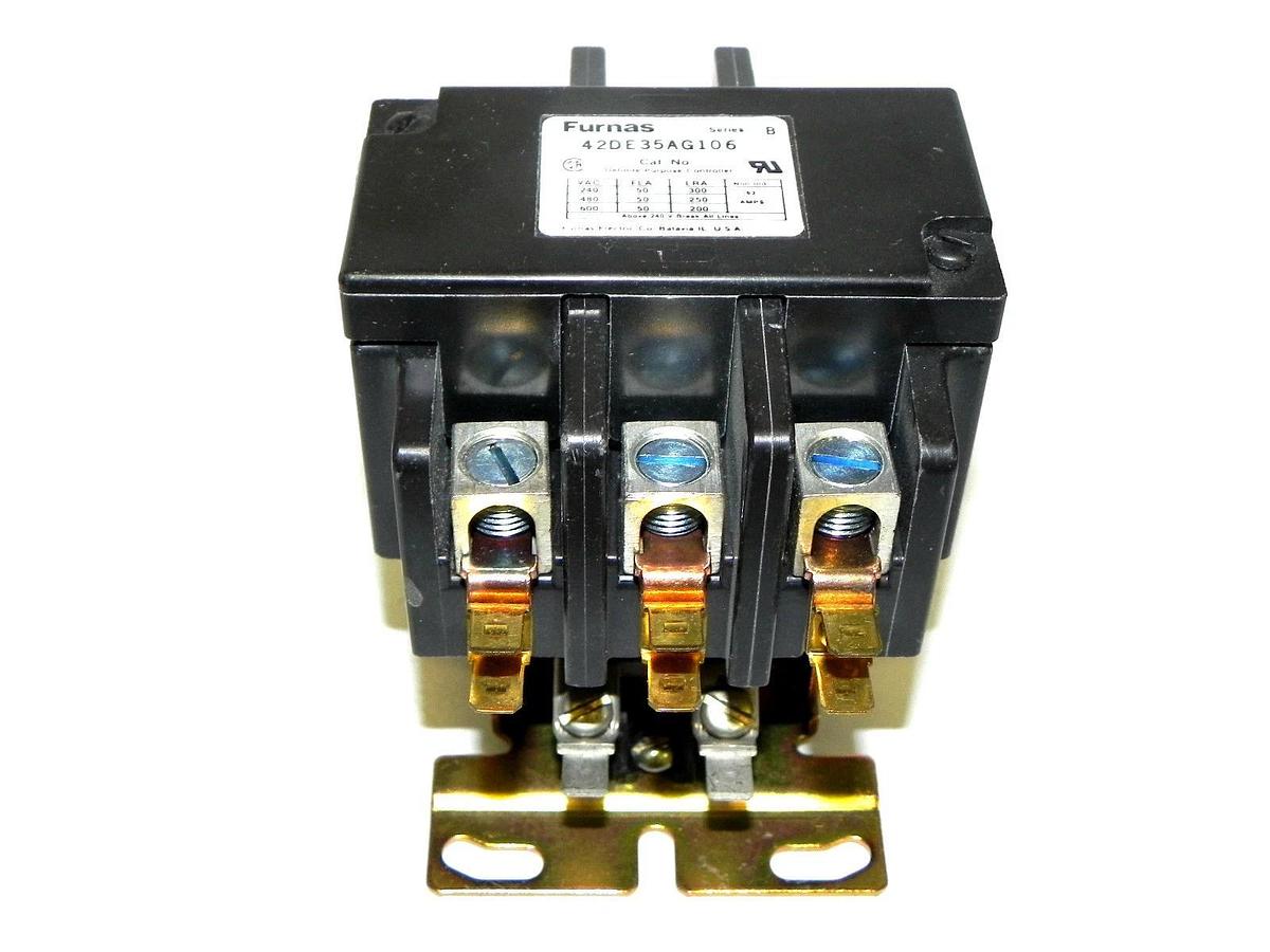 Used NIB FURNAS 42DE35AG106 MAGNETIC CONTACTOR DEFINITE PURPOSE 50AMP, 3POLE, 600VAC