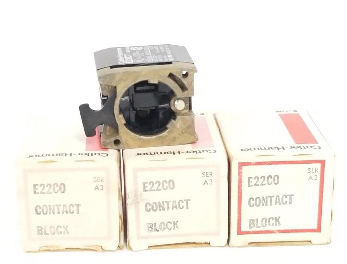 LOT OF 3 NIB EATON CUTLER-HAMMER E22C0 CONTACT BLOCKS SER. A3, E22-C0