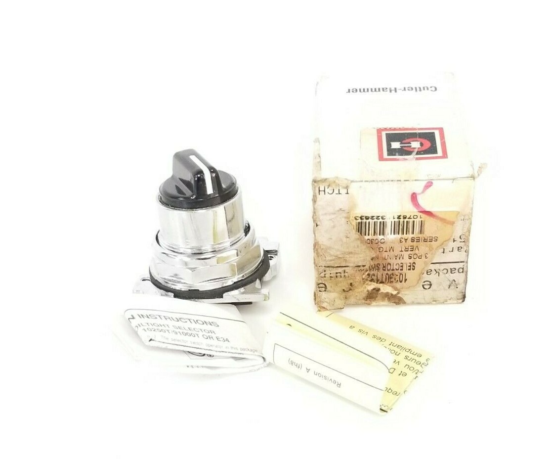 Used NIB CUTLER HAMMER 10250T-1323 SELECTOR SWITCH 3 POS. SER. A3 10250T1323
