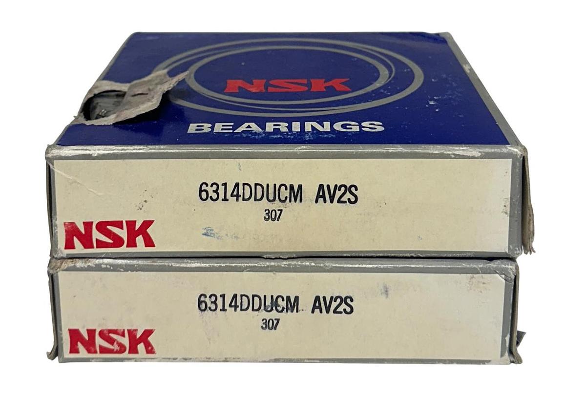 Used 2 NSK 6314DDUCM-AV2S / 6314DDUCM SINGLE ROW DEEP GROOVE BALL BEARINGS NSMP