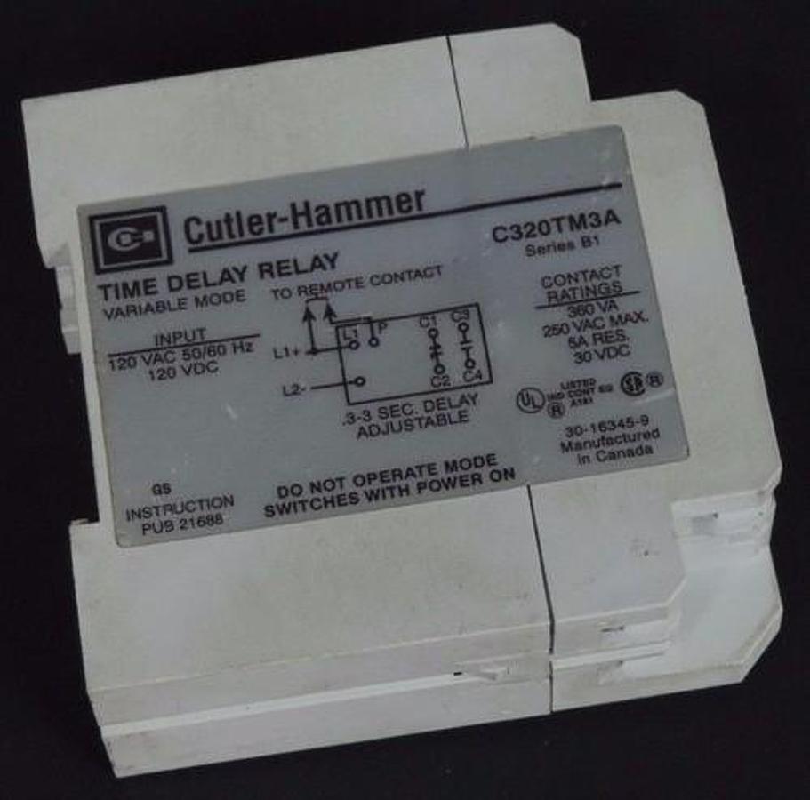 Used CUTLER HAMMER C320TM3A TIME DELAY RELAY SER B1 120VAC/VDC