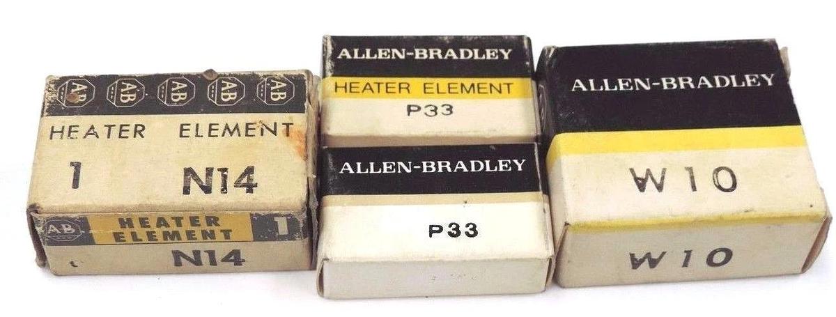 Used LOT OF 4 NIB ALLEN BRADLEY HEATER ELEMENTS (2) P33 (1) W10 (1) N14