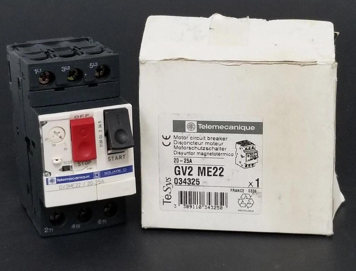 Used NIB TELEMECANIQUE GV2-ME22 CIRCUIT BREAKER 20-25A 034325 GV2ME22