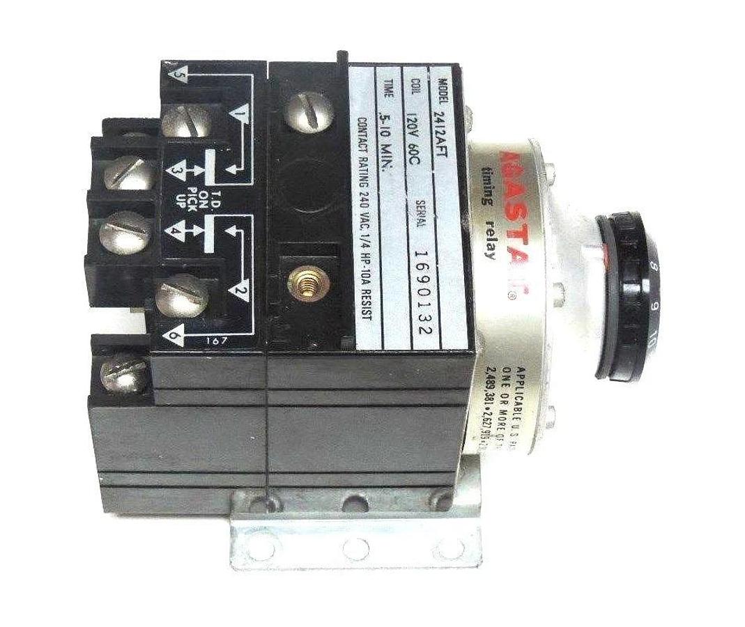Used AGASTAT 2412AFT TIMING RELAY 120V, 60C, .5/10MIN., 240VAC, 1/4HP, 10A RESIST