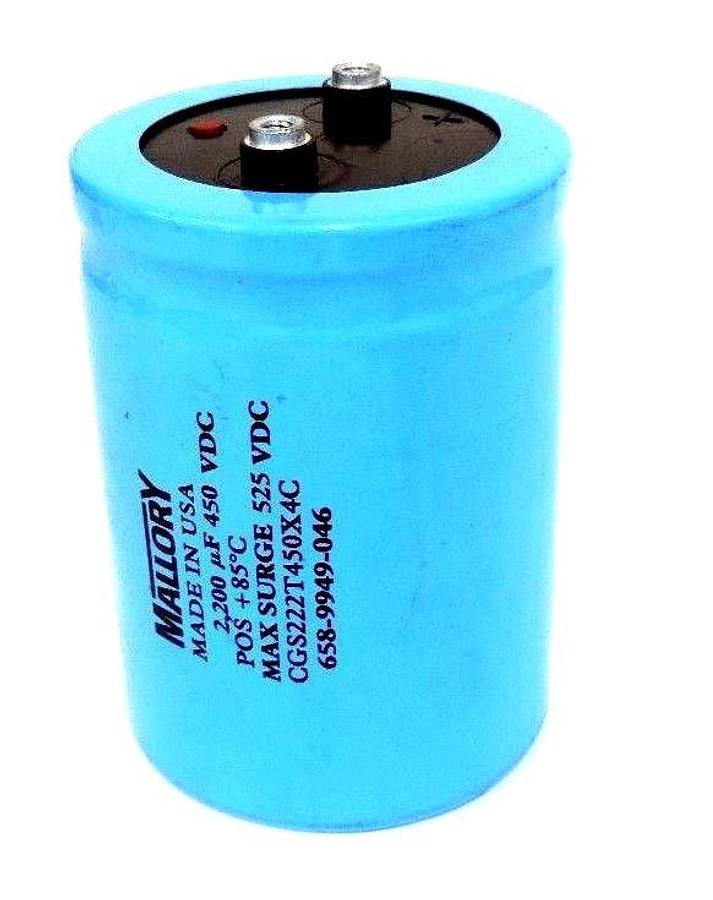 Used MALLORY CGS222T450X4C CAPACITOR MAX SURGE 525 VDC