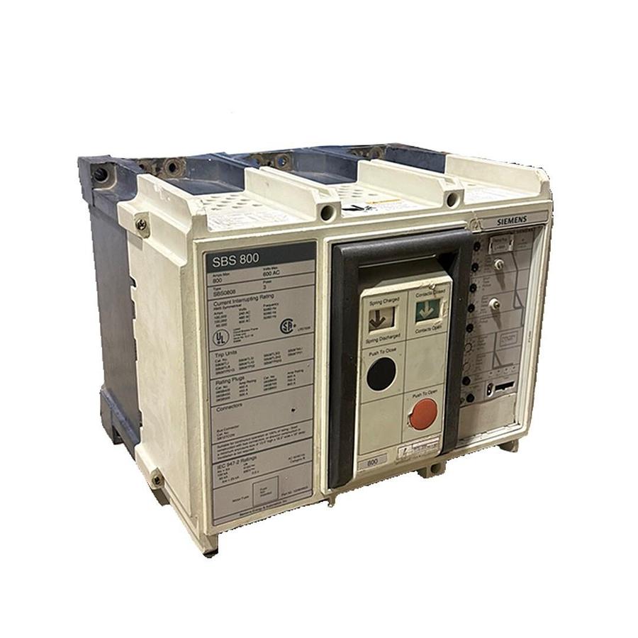 Used SIEMENS SBS0808F SBS 800 CIRCUIT BREAKER 800A 3P 600VAC W/ 600A TRIP UNIT