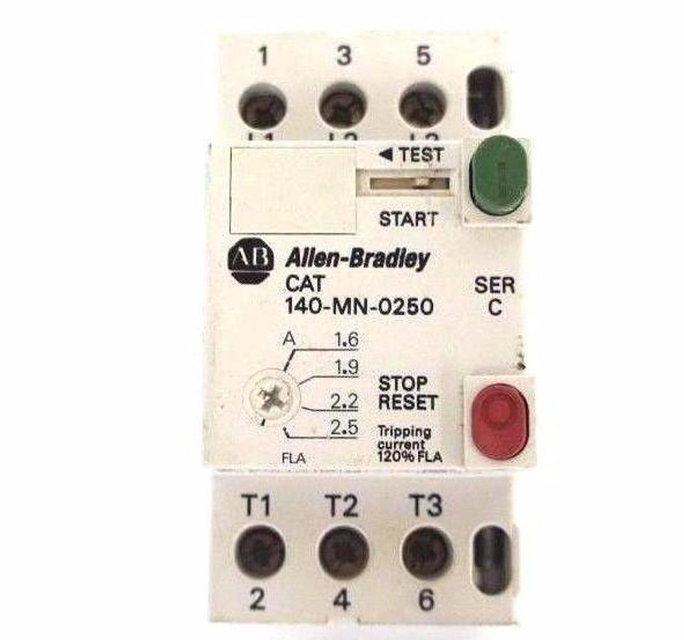 Used ALLEN BRADLEY 140-MN-0250 MOTOR STARTER PROTECTOR SER C, 1.6-2.5 AMP, 140MN0250