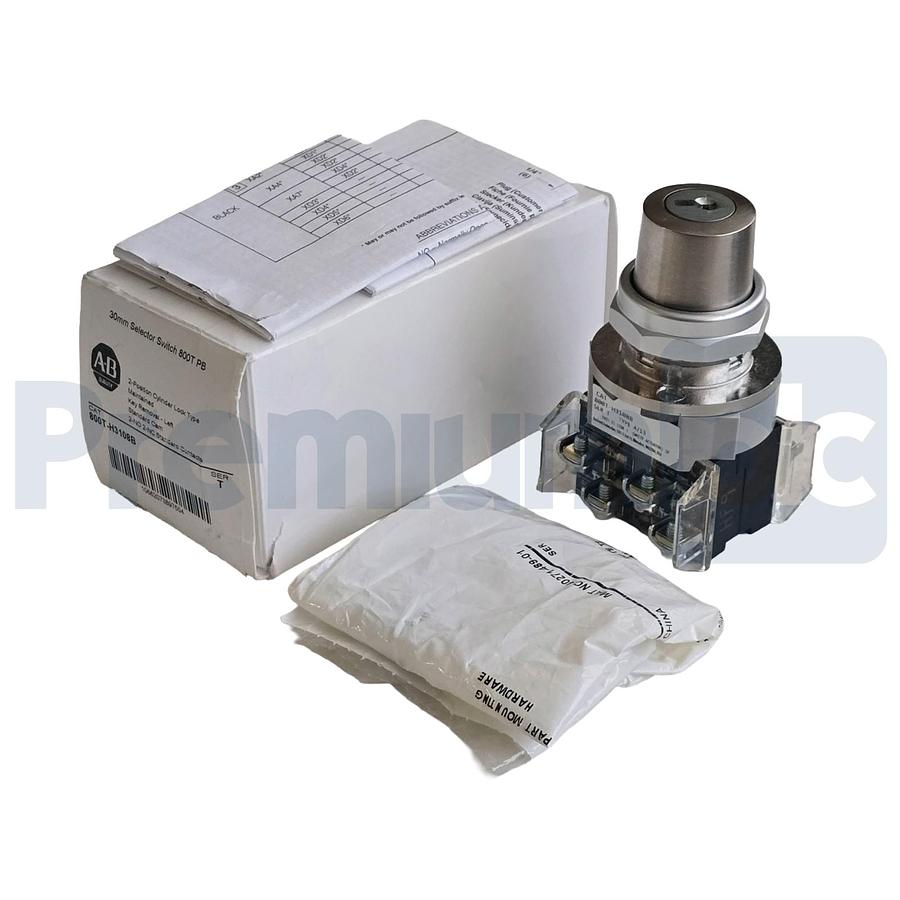Allen-Bradley 800T-H3108B /T 30mm 2-Pos Cylinder Lock Selector Switch 2-NO/2-NC