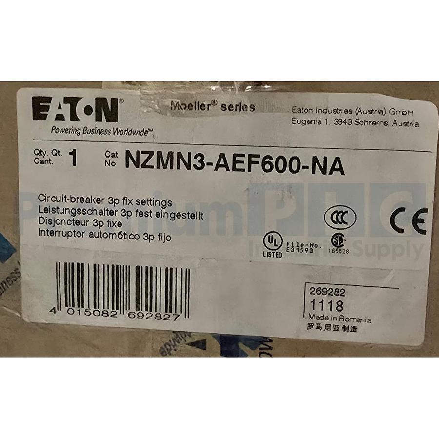 Used NEW EATON NZMN3-AEF600-NA MOELLER NZM3 600A CIRCUIT BREAKER 269282 W/TRIP NSMP