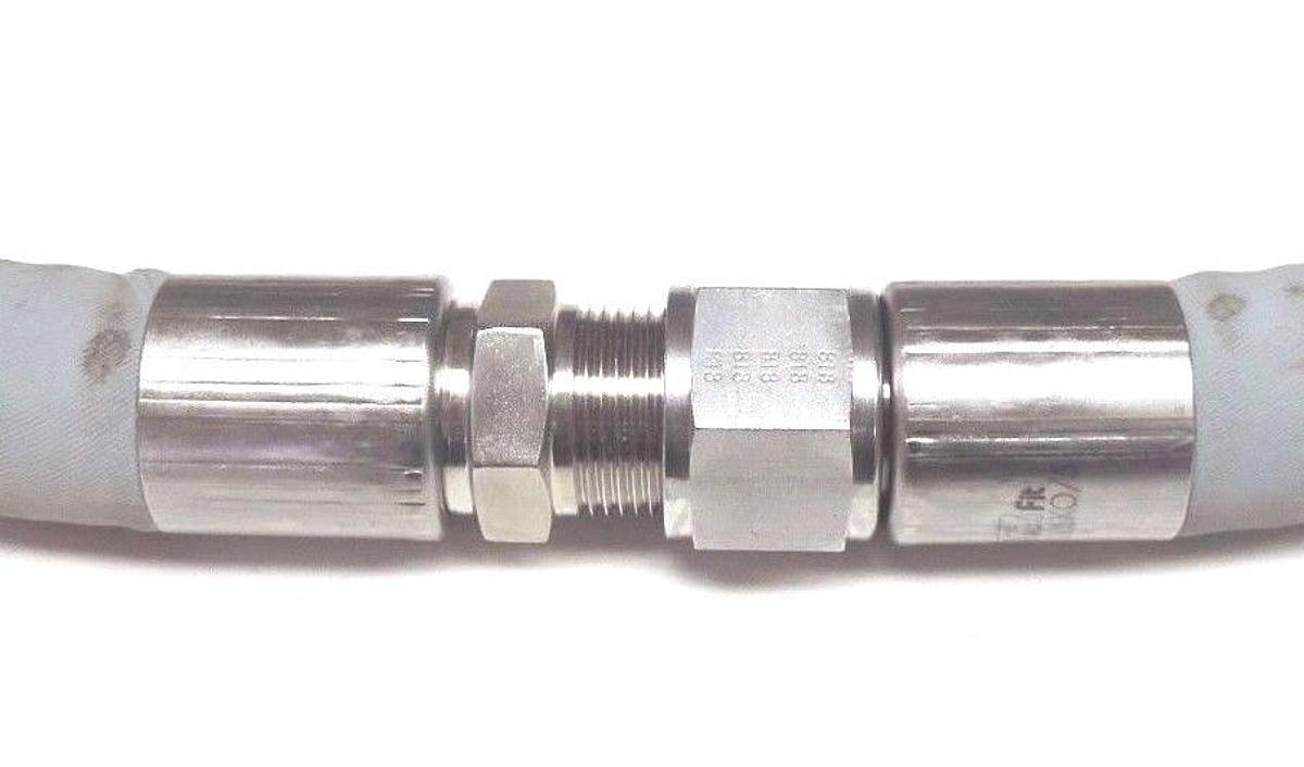 Used NEW PURE FIT FGR FDA PNEUMATIC HOSE 3/4" MALE X FEMALE COMPRESSION 3FT LENGTH
