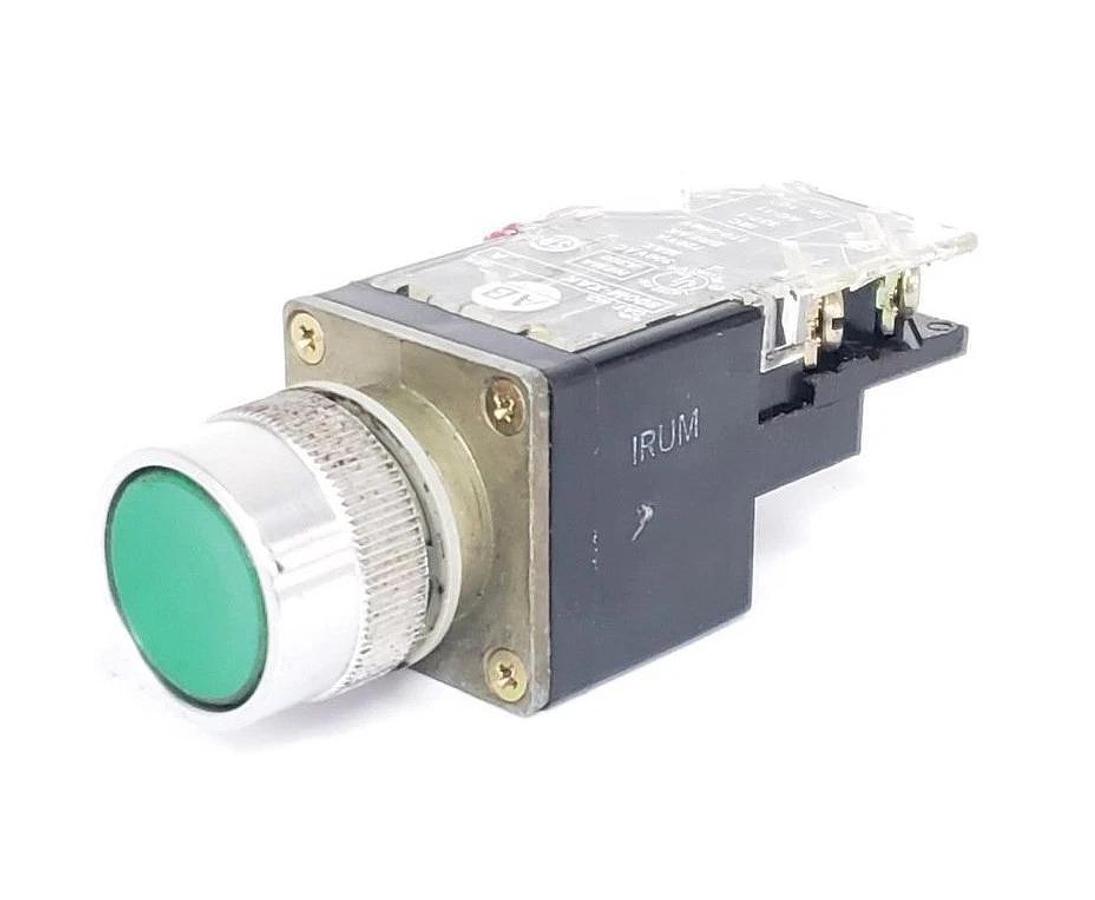 Used ALLEN BRADLEY 800MR-A1 PUSHBUTTON FLUSH 2POS MOM GREEN 800M-XAK SER. A