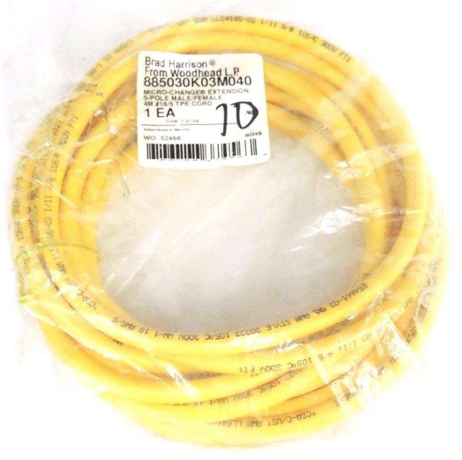Used NEW BRAD HARRISON 885030K03M040 MICRO-CHANGE EXTENSION 5-POLE MALE/FEMALE 4M