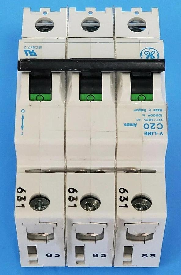 Used GENERAL ELECTRIC V07320 CIRCUIT BREAKER V-LINE 20AMP 3P 277/480V C-CURVE C20