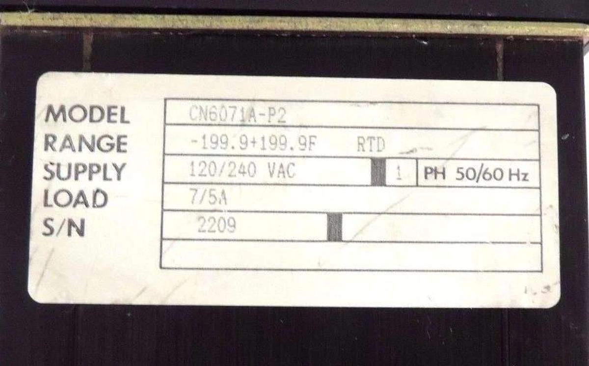 Used OMEGA CN6071A-P2 TEMPERATURE CONTROLLER 120/240VAC, 50/60HZ, 7/5A, CN6071AP2