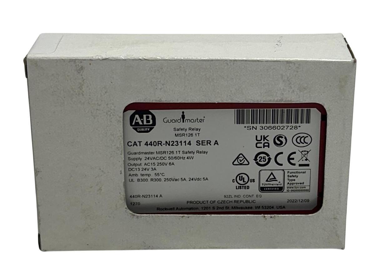 Used ALLEN BRADLEY 440R-N23114 /A Guardmaster MSR126.1T SAFETY RELAY 24VAC/DC 4W NSMP