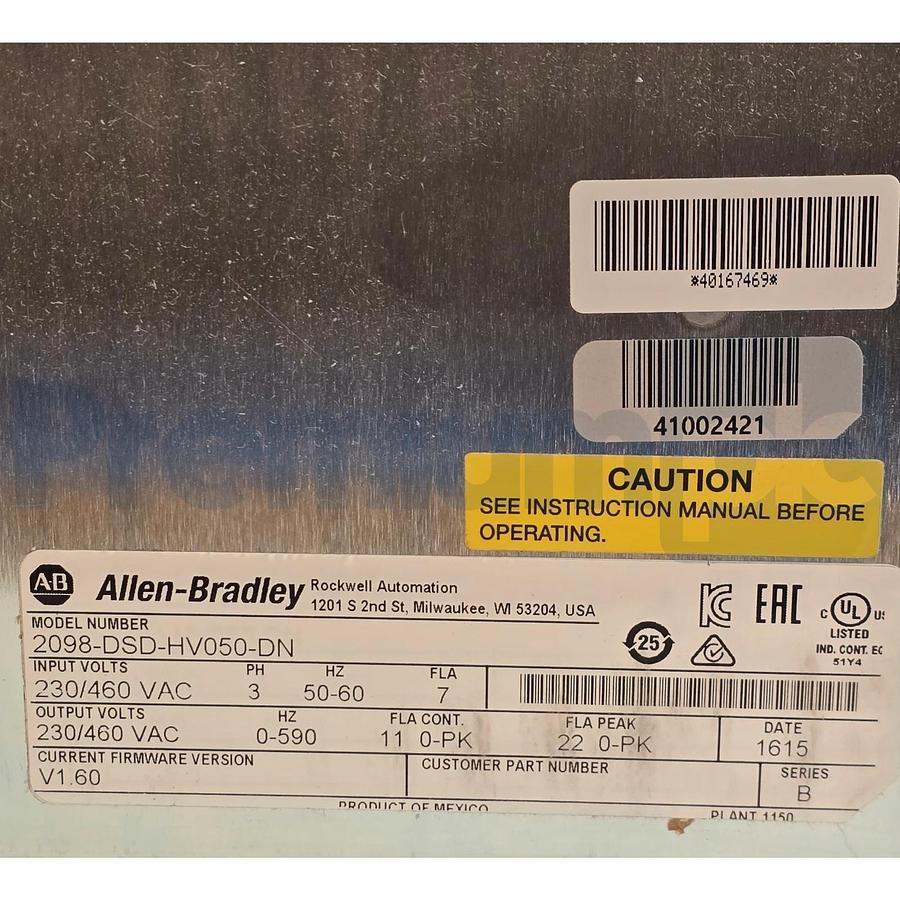 Refurbished Allen Bradley 2098-DSD-HV050-DN /B Ultra3000 DeviceNet Servo Drive 460V REMAN