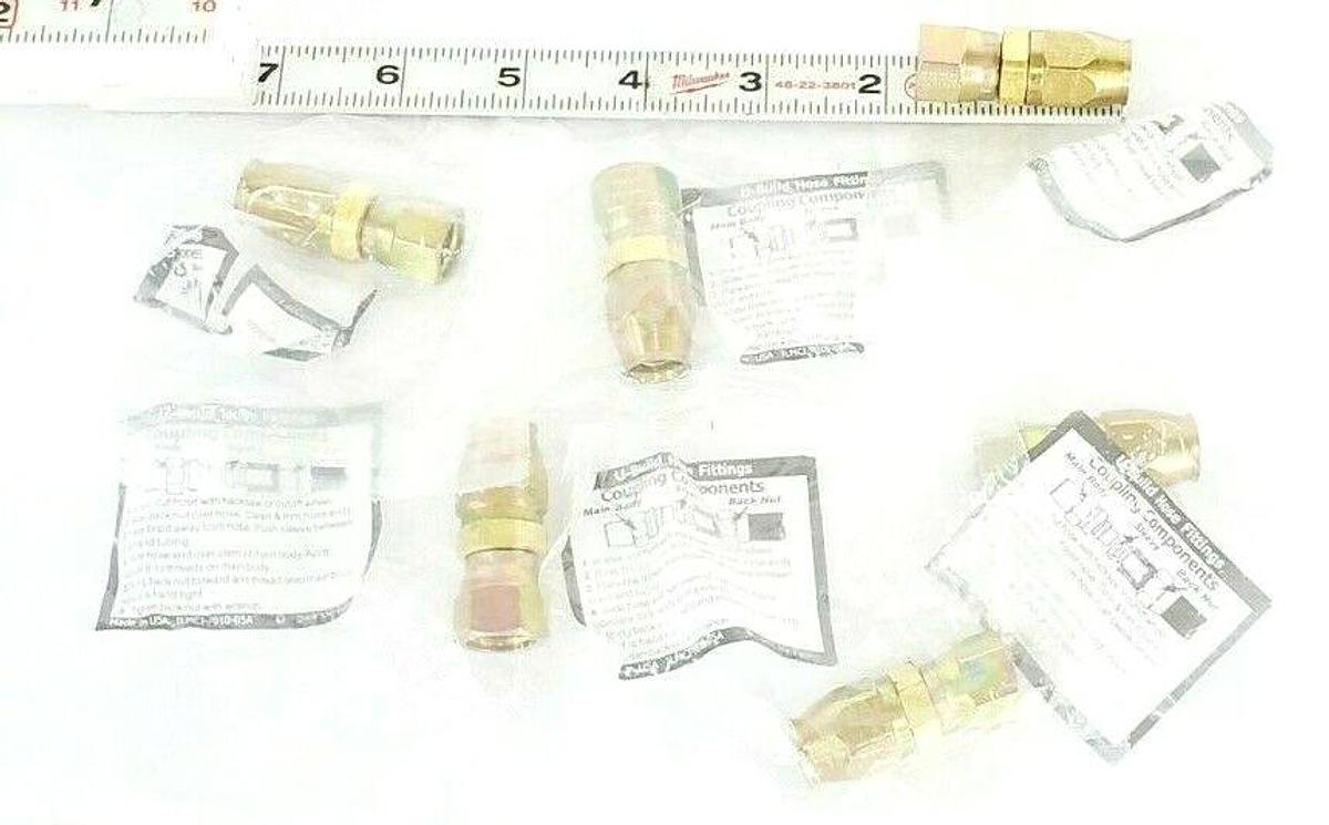 Used LOT OF 6 NEW SSP U-BUILD HOSE FITTINGS / COUPLINGS (5/8" X 1/2" X 7/16")