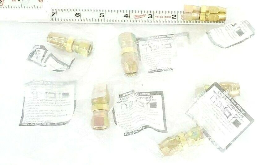 Used LOT OF 6 NEW SSP U-BUILD HOSE FITTINGS / COUPLINGS (5/8" X 1/2" X 7/16")