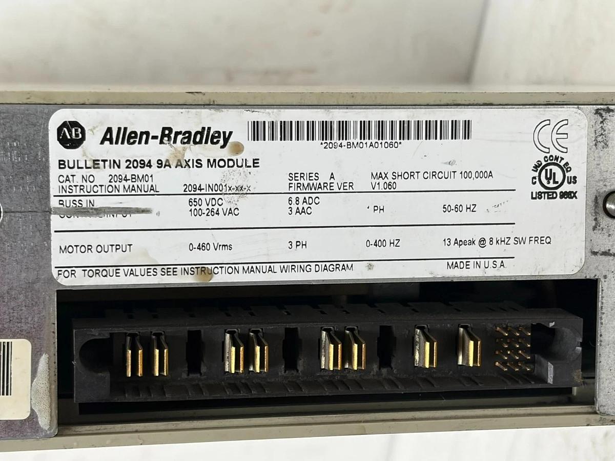 Used Allen-Bradley 2094-BM01 Kinetix 6000 9A Axis Module Damaged Plastic