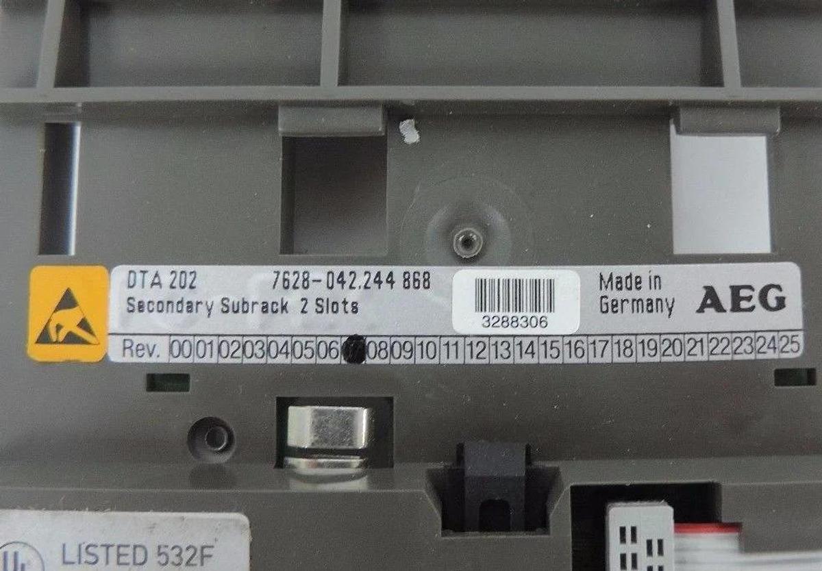 Used AEG SCHNEIDER ELECTRIC DTA 202 SECONDARY SUBRACK 2SLOTS 7628-042.244 868, DTA202