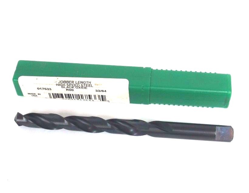 Used NEW PRECISION TWIST DRILL 017533 33/64" JOBBER LENGTH HSS BLACK OXIDE R08
