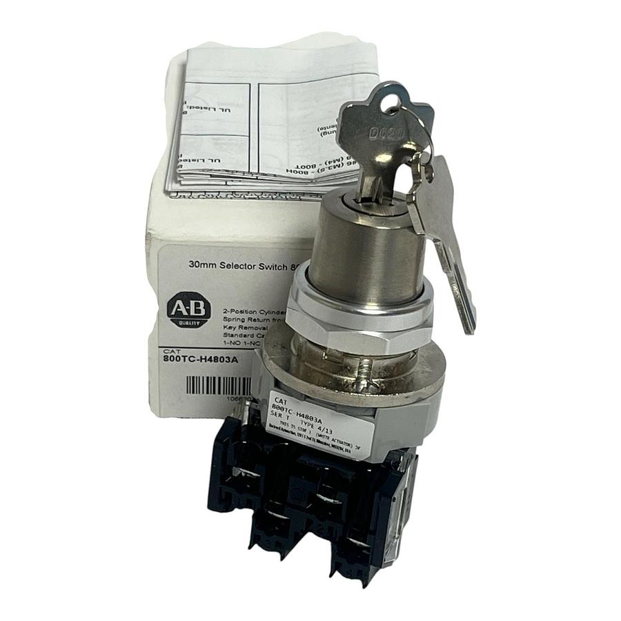 Used Allen-Bradley 800TC-H4803A 30mm 2-Position Keyed Selector Switch - New In Box