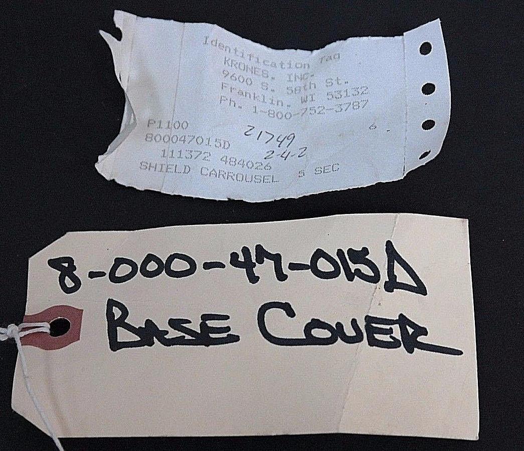 Used LOT OF 5 KRONES 8-000-47-015D SHIELD CARROUSEL 5 SEC BASE COVERS 800047015D