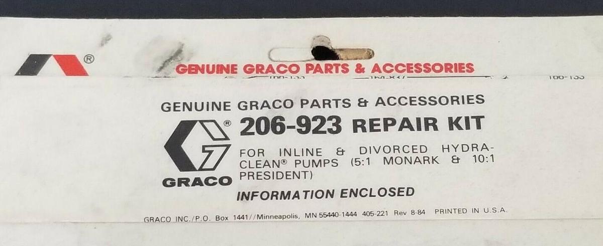 Used NEW GRACO 206-923 REPAIR KIT 206923 (INCOMPLETE)
