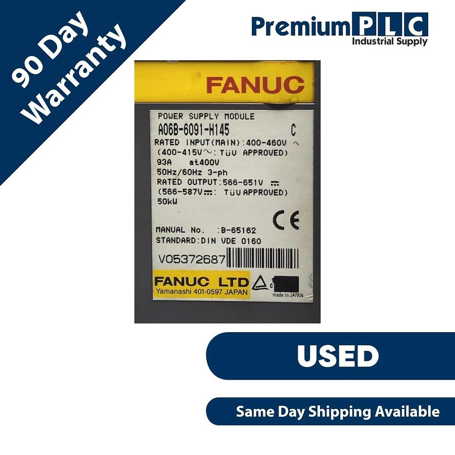 Used FANUC A06B-6091-H145 /C POWER SUPPLY MODULE 400-460V 50/60Hz A06B6091H145
