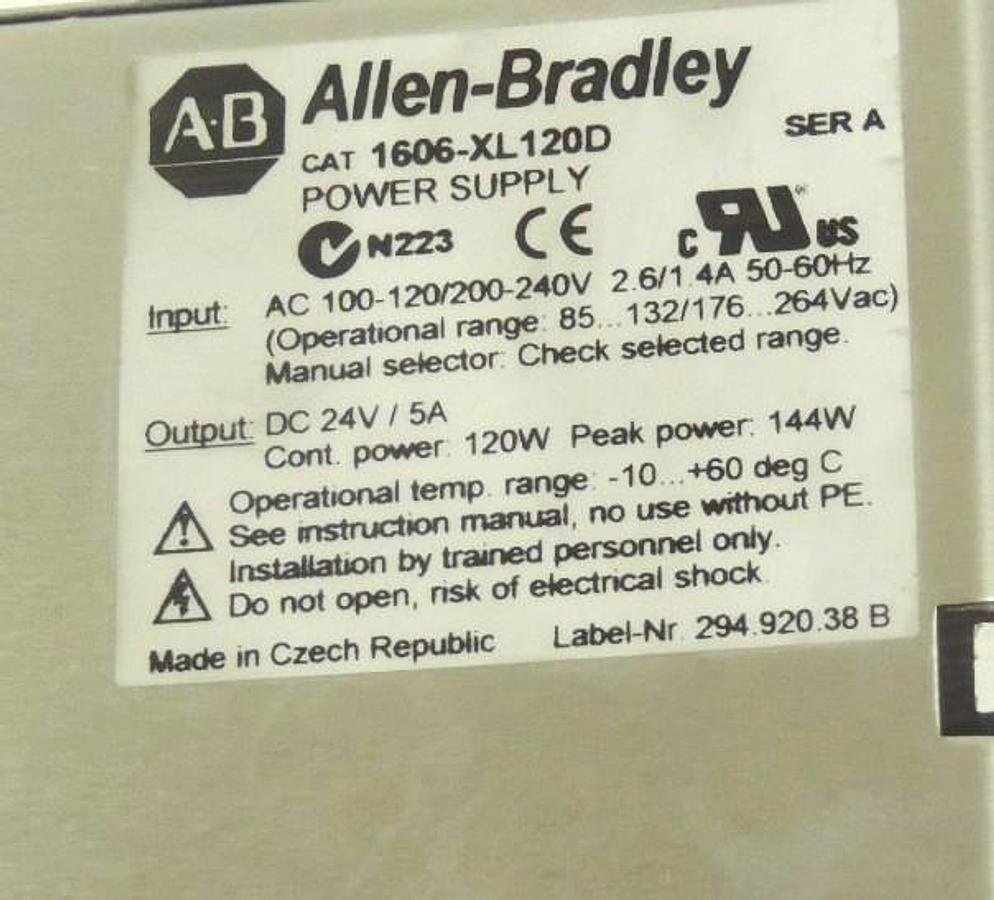Used ALLEN BRADLEY 1606-XL120D POWER SUPPLY 1606XL120D DC 24V/5A SER. A